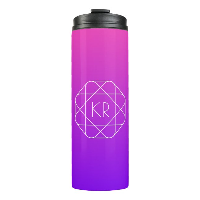 Cool Geometric Monogram | Magenta Purple Violet Thermal Tumbler (Front)