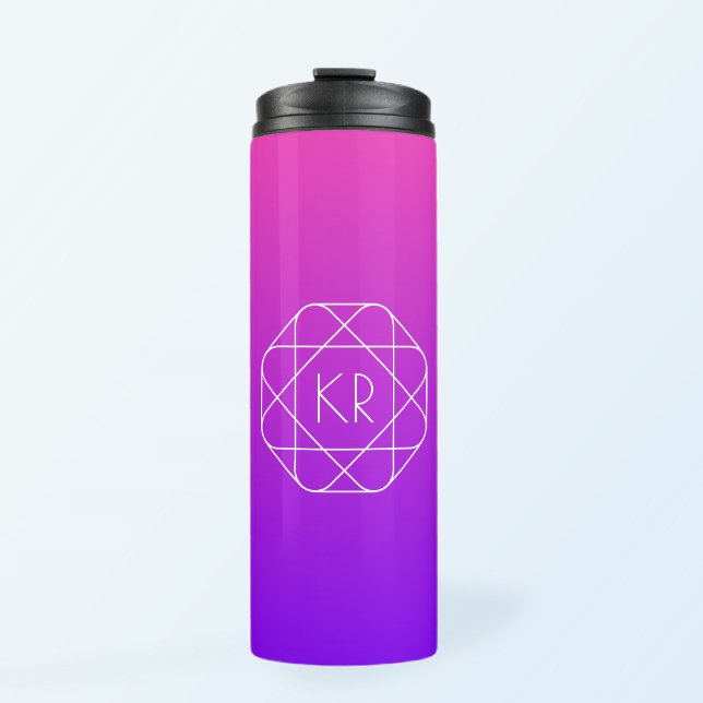 Cool Geometric Monogram | Magenta Purple Violet Thermal Tumbler (Creator Uploaded)