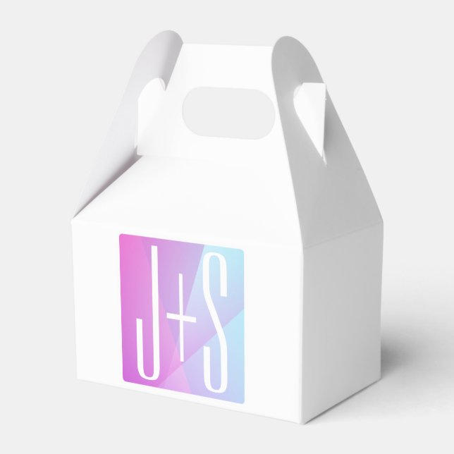 Cool Geometric Pink & Purple | Couples Initials Favor Box (Front Side)
