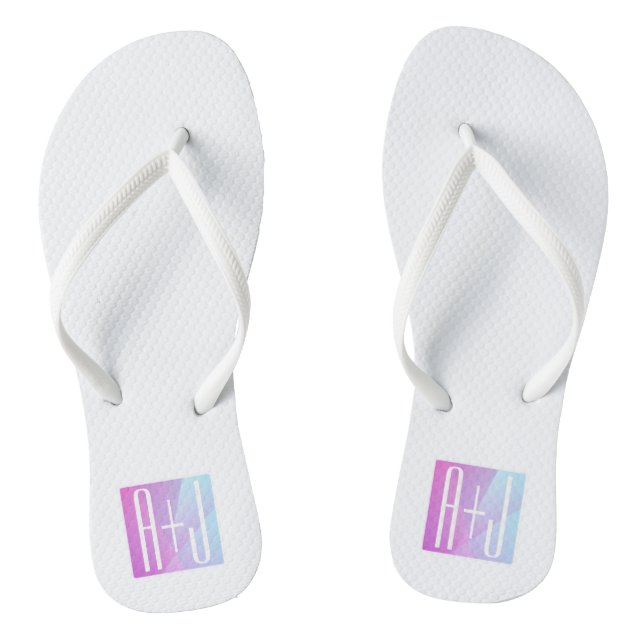 Cool Geometric Pink & Purple | Couples Initials Flip Flops (Footbed)