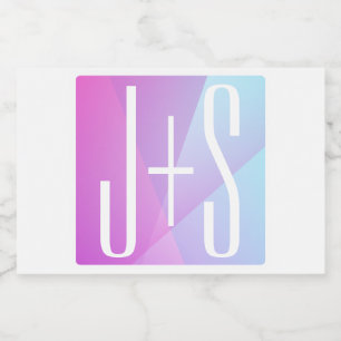 Cool Geometric Pink & Purple   Couples Initials Food Label
