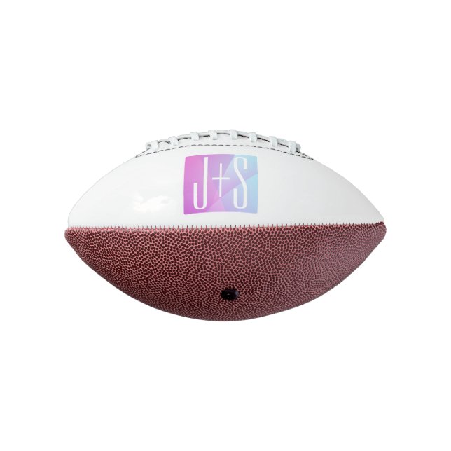 Cool Geometric Pink & Purple | Couples Initials Football (Rotated 270)