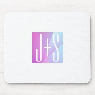 Cool Geometric Pink & Purple   Couples Initials Mouse Pad