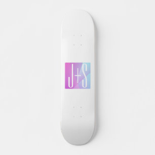 Cool Geometric Pink & Purple Couples Initials Skateboard