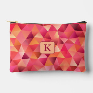 Cool Geometric Red Orange Pink Monogram Accessory Pouch