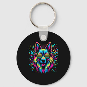 Cool German Shepherd Dog Abstract Art Style Christ Keychain