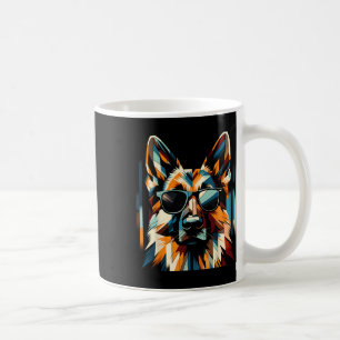 Cool German Shepherd Dog Cubism Art Style Christma Coffee Mug