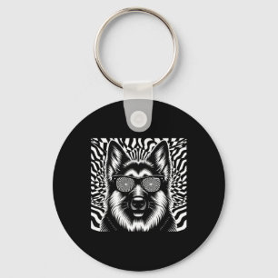 Cool German Shepherd Dog Op Art Style Christmas  Keychain