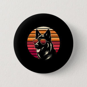 Cool German Shepherd Dog Retro Sunset Art Style Ch 2 Inch Round Button