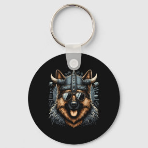 Cool German Shepherd Dog Viking Art Style Christma Keychain