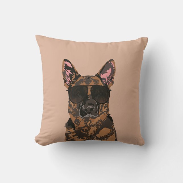 Cool German Shepherd for German Shepherd Lovers Throw Pillow (Front)