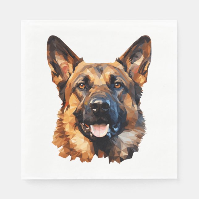 Cool German Shepherd in polygon style Classic T-Sh Napkin (Front)