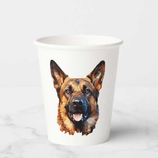 Cool German Shepherd in polygon style Classic T-Sh Paper Cups (Front)