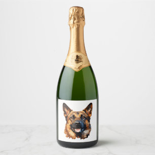 Cool German Shepherd in polygon style Classic T-Sh Sparkling Wine Label