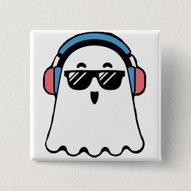 Cool Ghost 2 Inch Square Button (Front)