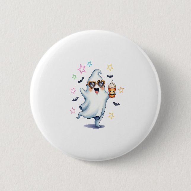 Cool Ghost Halloween Vibes 2 Inch Round Button (Front)