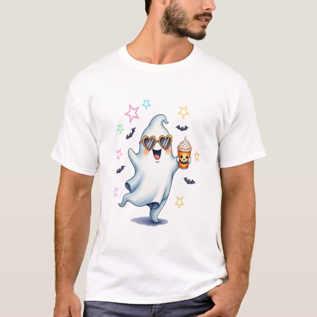 Cool Ghost Halloween Vibes T-Shirt (Front)