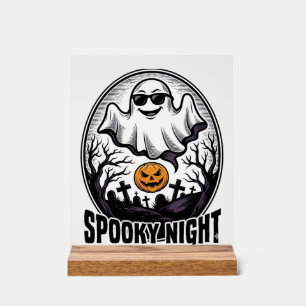 Cool Ghost Halloween Vintage Engraving Tee Art_1 Acrylic Sign