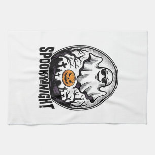 Cool Ghost Halloween Vintage Engraving Tee Art_1 Kitchen Towel