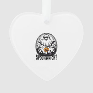 Cool Ghost Halloween Vintage Engraving Tee Art_1 Ornament