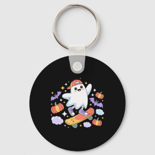 Cool Ghost Skateboarder Halloween Design With Pump Keychain