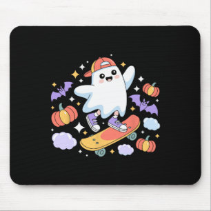 Cool Ghost Skateboarder Halloween Design With Pump Mouse Pad