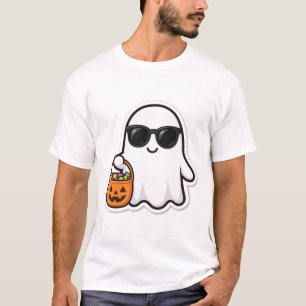 Cool Ghost Sunglasses Candy Halloween Art T-Shirt
