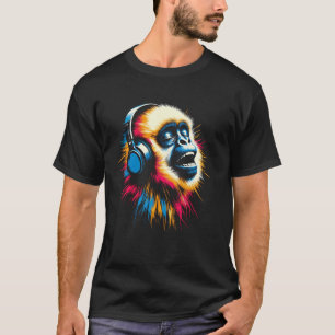 Cool Gibbon Monkey Headphone Music Art Christmas B T-Shirt