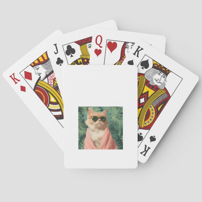 Cool Ginger Cat Vacation Vibes Aesthetic Playing Cards (Back)