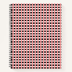 Cool Gingham Pink Black and White Pattern Design Notebook