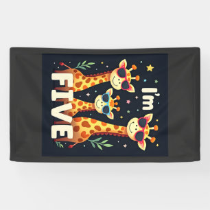 Cool Giraffe 5th Birthday Party 5 Year Old Toddler Banner