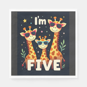 Cool Giraffe 5th Birthday Party 5 Year Old Toddler Napkin