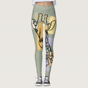 Cool Giraffe Abstract Line Art Leggings