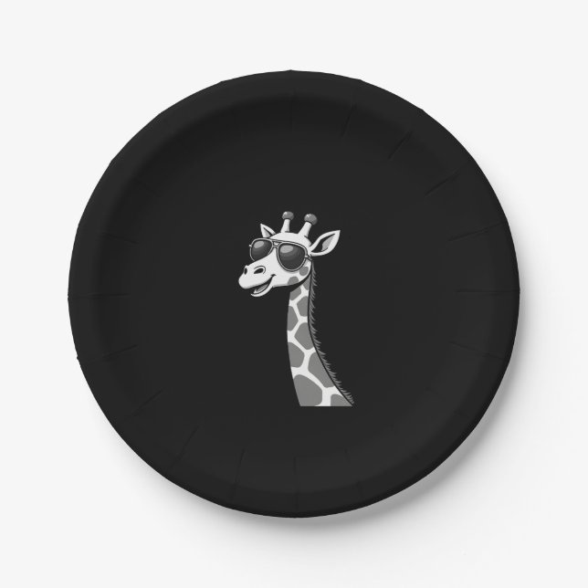 Cool Giraffe Art For Men Women Kids Animal Lover A Paper Plate (Front)