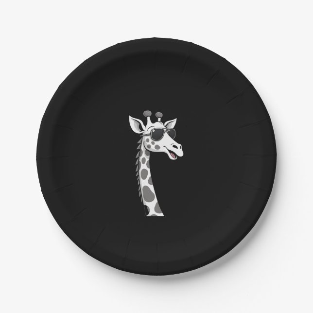 Cool Giraffe Art For Men Women Kids Animal Lover A Paper Plate (Front)