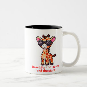 Cool Giraffe Cartoon with Sunglasses, Cute Animal Two-Tone Coffee Mug