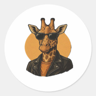 cool giraffe Classic T-Shirt Round Sticker