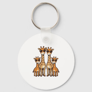 Cool Giraffe Family Sunglasses Vintage Engraving T Keychain