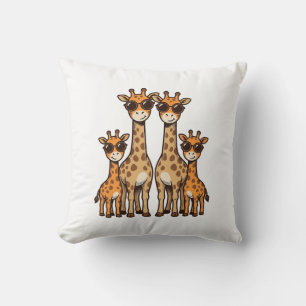 Cool Giraffe Family Sunglasses Vintage Engraving T Throw Pillow