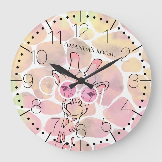 Cool Giraffe glasses Large Clock (Front)