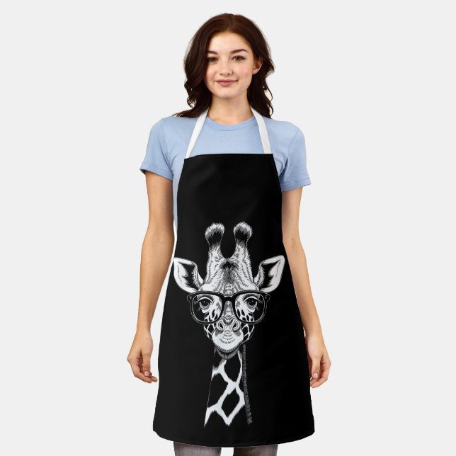 Cool Giraffe Graphic Casual Summer Funny Cute Anim Apron (Worn)
