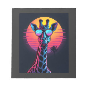 Cool Giraffe In Sunglasses Under Sunset Long Sleev Notepad