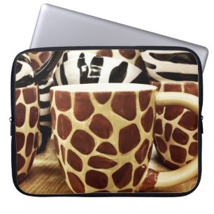 Cool Giraffe Pattern and Zebra Stripes Coffee Mugs Laptop Sleeve