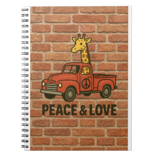 Cool Giraffe Riding a Peace Truck Notebook