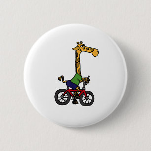 Cool Giraffe Riding Bicycle 2 Inch Round Button