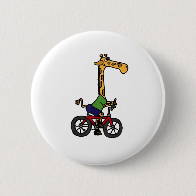 Cool Giraffe Riding Bicycle  2 Inch Round Button (Front)