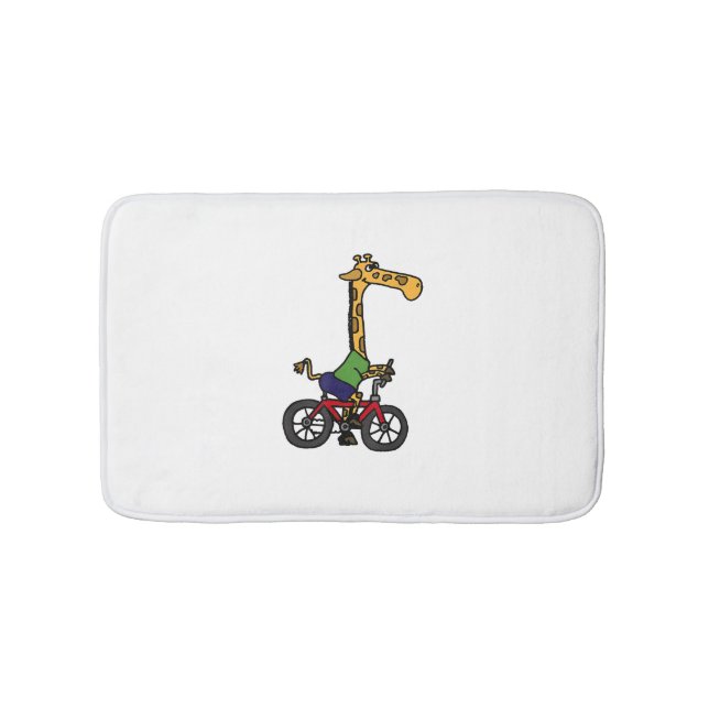 Cool Giraffe Riding Bicycle  Bath Mat (Front)