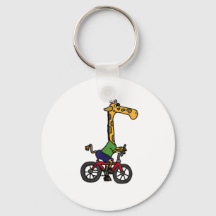 Cool Giraffe Riding Bicycle  Keychain