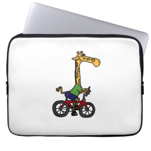 Cool Giraffe Riding Bicycle Laptop Sleeve