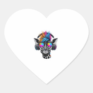 Cool Giraffe Sunglasses Headphones Giraffes Heart Sticker